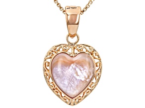 Pink Mother-of-Pearl Copper Enhancer Pendant with 18"L Box Chain 15x14mm
