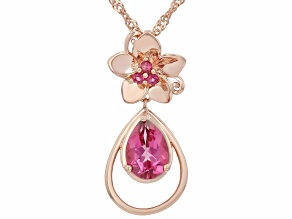 Pink Topaz Copper Pendant With 18"L Singapore Chain, 2.48ctw