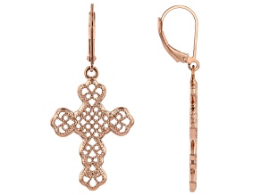 Copper Cross Dangle Earrings