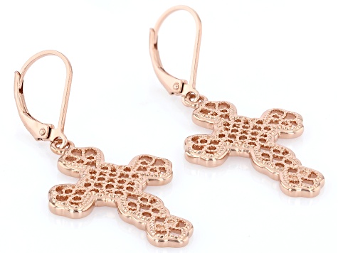 Copper Cross Dangle Earrings