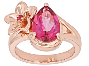 Pink Topaz Copper Flower Ring 3.23ctw