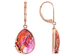 Pink and Orange Spiny Oyster Shell Copper Earrings