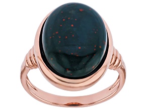 Green Bloodstone Copper Solitaire Ring