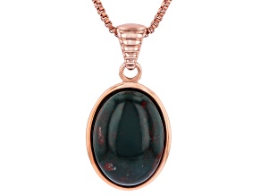 Multi-Color Bloodstone Copper Solitaire Pendant With Chain