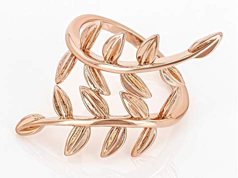 Copper Crossover Leaf Design Ring