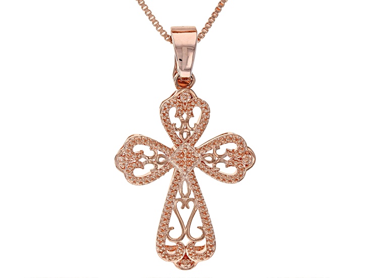 Copper Textured Cross Enhancer With Chain - COP627 | JTV