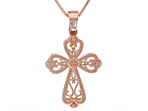 Copper Textured Cross Enhancer With Chain