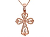 Copper Textured Cross Enhancer With Chain