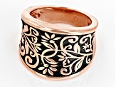 Black Enamel Detail Copper Band Ring