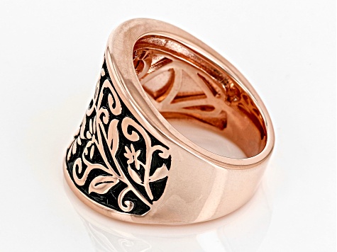 Black Enamel Detail Copper Band Ring