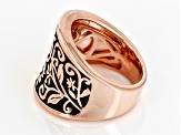Black Enamel Detail Copper Band Ring