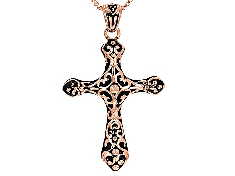 Copper Cross Pendant With Chain