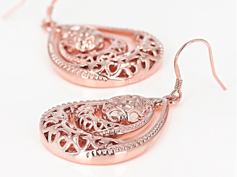 Copper Textured Teardrop Dangle Earrings