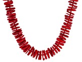 Red Coral Rhodium Over Sterling Silver Necklace 38 inch