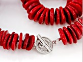 Red Coral Rhodium Over Sterling Silver Necklace 38 inch