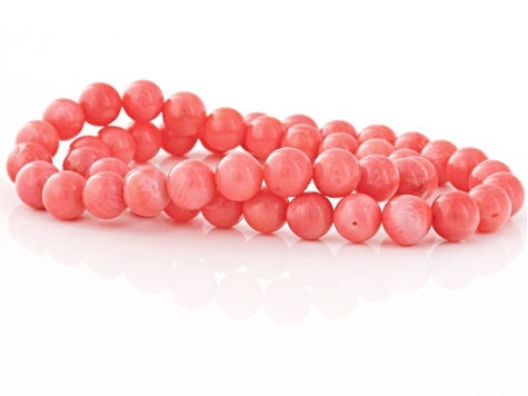 Pink  Coral Bead 2 Stretch Bracelet Set.