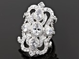 Cubic Zirconia Rhodium Over Sterling Silver Ring 6.50ctw (3.80ctw DEW)