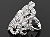 Cubic Zirconia Rhodium Over Sterling Silver Ring 6.50ctw (3.80ctw DEW)