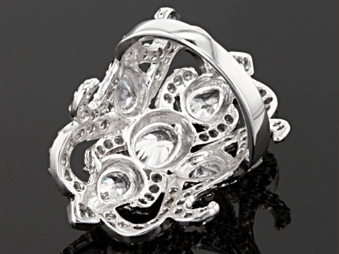 Cubic Zirconia Rhodium Over Sterling Silver Ring 6.50ctw (3.80ctw DEW)