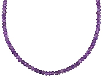 Picture of Womens Faceted Bead Necklace Purple Amethyst 60ctw Sterling Silver