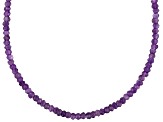 Womens Faceted Bead Necklace Purple Amethyst 60ctw Sterling Silver