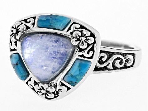 White Rainbow Moonstone Sterling Silver Ring