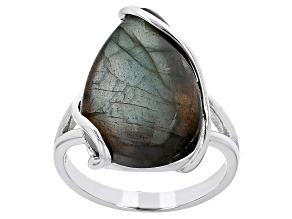 Gray Labradorite Sterling Silver Solitaire Ring