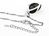 Gray Labradorite Sterling Silver Solitaire Pendant With Chain