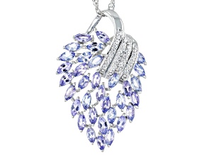 Blue Tanzanite Rhodium Over Sterling Silver Pendant With Chain 2.84ctw