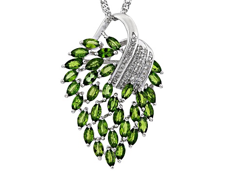 Green Chrome Diopside Rhodium Over Sterling Silver Pendant With Chain 2.37ctw