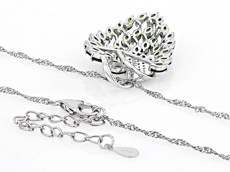 Green Chrome Diopside Rhodium Over Sterling Silver Pendant With Chain 2.37ctw