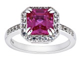 Pink Lab Created Sapphire Rhodium Over Silver Ring 3.80ctw
