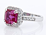 Pink Lab Created Sapphire Rhodium Over Silver Ring 3.80ctw