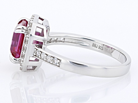 Pink Lab Created Sapphire Rhodium Over Silver Ring 3.80ctw