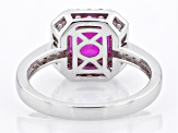 Pink Lab Created Sapphire Rhodium Over Silver Ring 3.80ctw