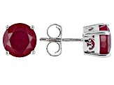 Red Mahaleo® Ruby Solitaire Rhodium Over Sterling Silver Stud Earrings 5.65ctw