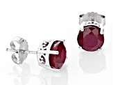 Red Mahaleo® Ruby Solitaire Rhodium Over Sterling Silver Stud Earrings 5.65ctw