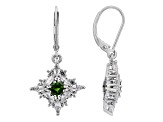 Green Chrome Diopside Rhodium Over Silver Earrings 2.10ctw