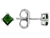 Green Chrome Diopside Rhodium Over Sterling Silver Stud Earrings 0.58ctw