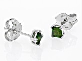 Green Chrome Diopside Rhodium Over Sterling Silver Stud Earrings 0.58ctw