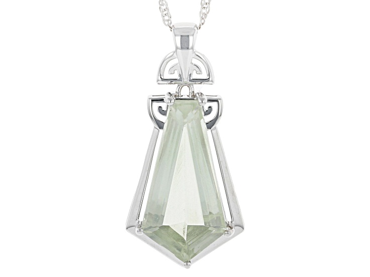 Green Prasiolite Rhodium Over Sterling silver Pendant With Chain 9.35ct -  CTB032