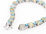 Multicolor Ethiopian Opal Rhodium Over Silver Bracelet 6.97ctw