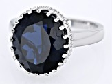 Blue Lab Created Spinel Rhodium Over Sterling Silver Ring 10.25ct