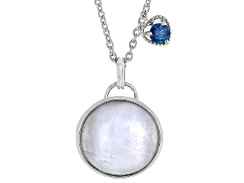 Picture of Rainbow Moonstone Rhodium Over Sterling Silver Pendant 0.27ct