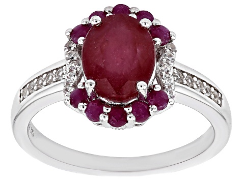 Red Mahaleo® Ruby Rhodium Over Sterling Silver Ring 2.96ctw