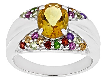Picture of Yellow Citrine Rhodium Over Sterling Silver Ring  2.00ctw