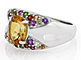 Yellow Citrine Rhodium Over Sterling Silver Ring  2.00ctw