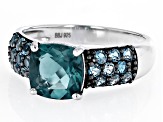 Blue Fluorite Rhodium Over Sterling Silver Ring 2.81ctw