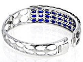 Blue Lab Created Sapphire Rhodium Over Sterling Silver Bangle Bracelet 15.30ctw