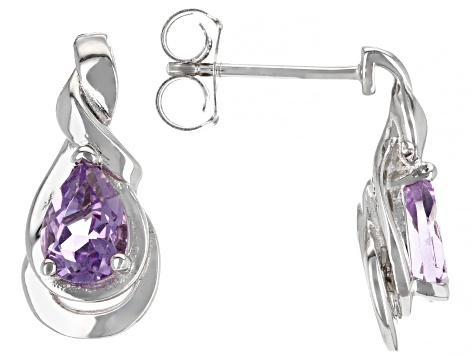 Purple Amethyst Sterling Silver Drop Earrings 1.15ctw